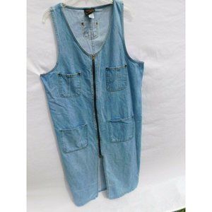 Truly Yours Sports TY Blue Jean Denim Maxi Dress 18W pockets Full Zip Distressed